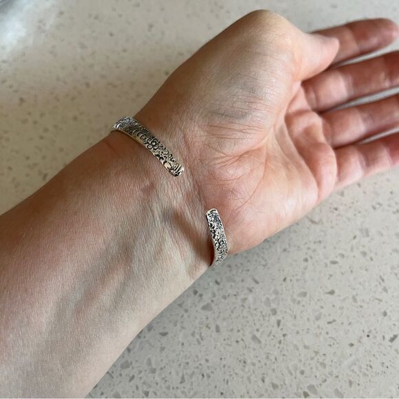 Bohemian Vintage Style Cross Shaped Adjustable Bangle With Fake Turquoise - Picture 9 of 11